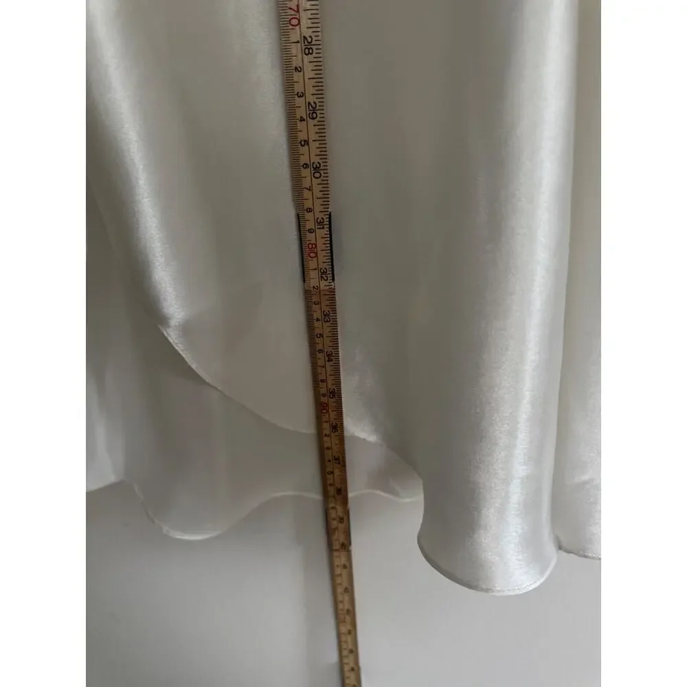 Vintage VAL MODE Long Satin Nightgown MED Floral Coquette 90s Lace